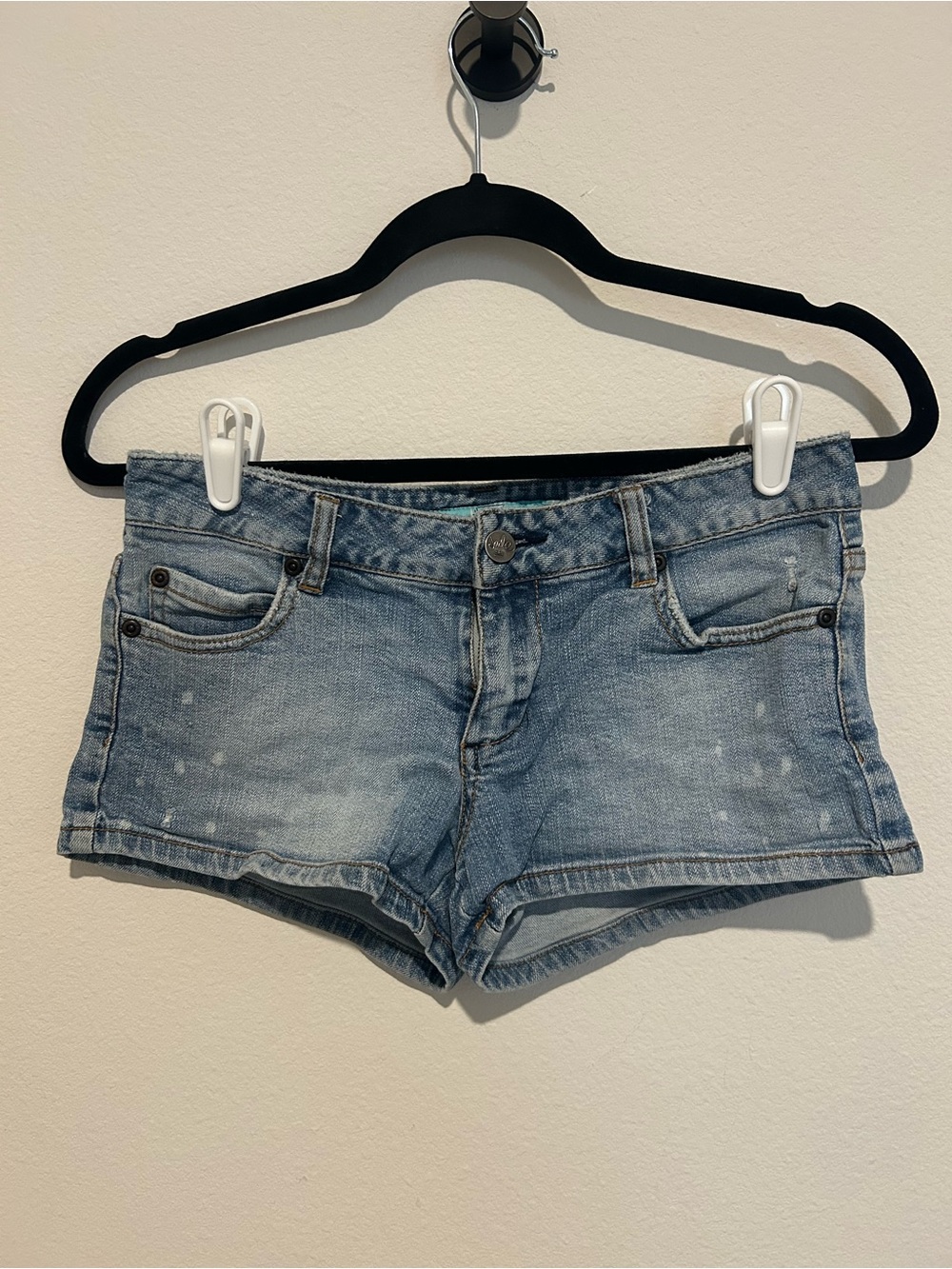 Women's Light Blue Low Rise Mini Denim Shorts